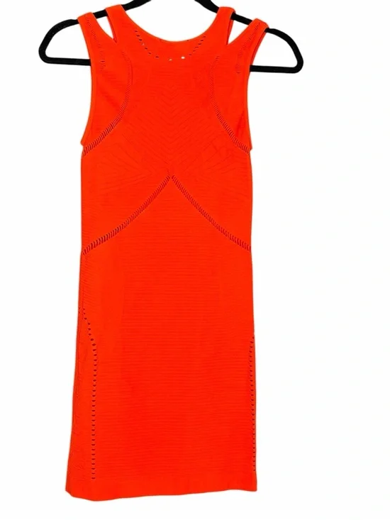 bebe Bright Orange Sleeveless Bodycon Mini Dress Size PS - Picture 2 of 5